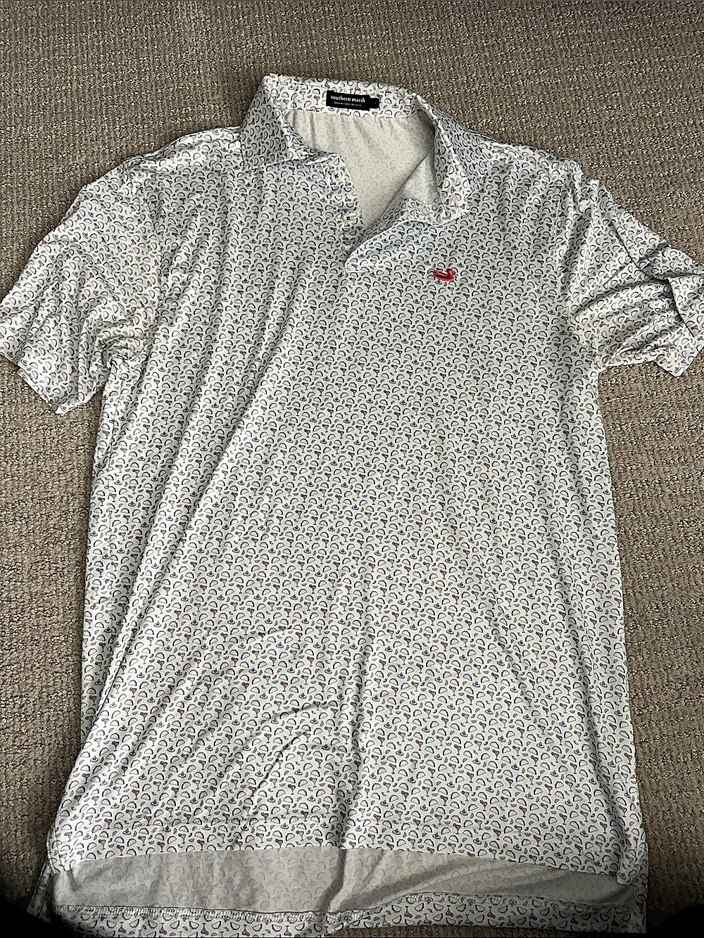 Southern Marsh Flyline Performance Polo - Olé Tuesday White & Blue